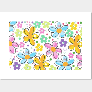 Abstract decorative spring flowers Posters and Art